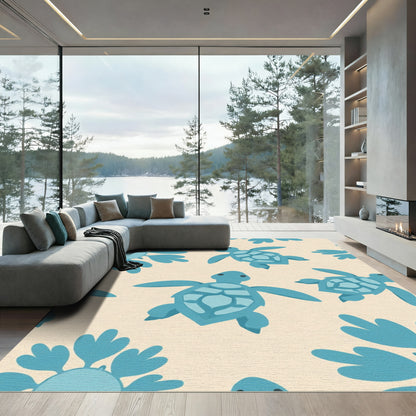 Aqua Turtle Sea Life Repeat Rug