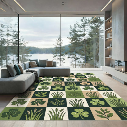 Green Clover And Wheat Composition Rug