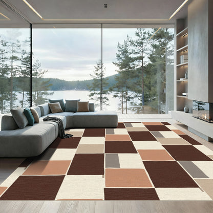 Earth Tones Geometric Block Harmony Rug