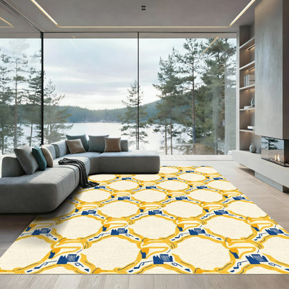 Golden Yellow Interlocking Diamond Shapes Rug