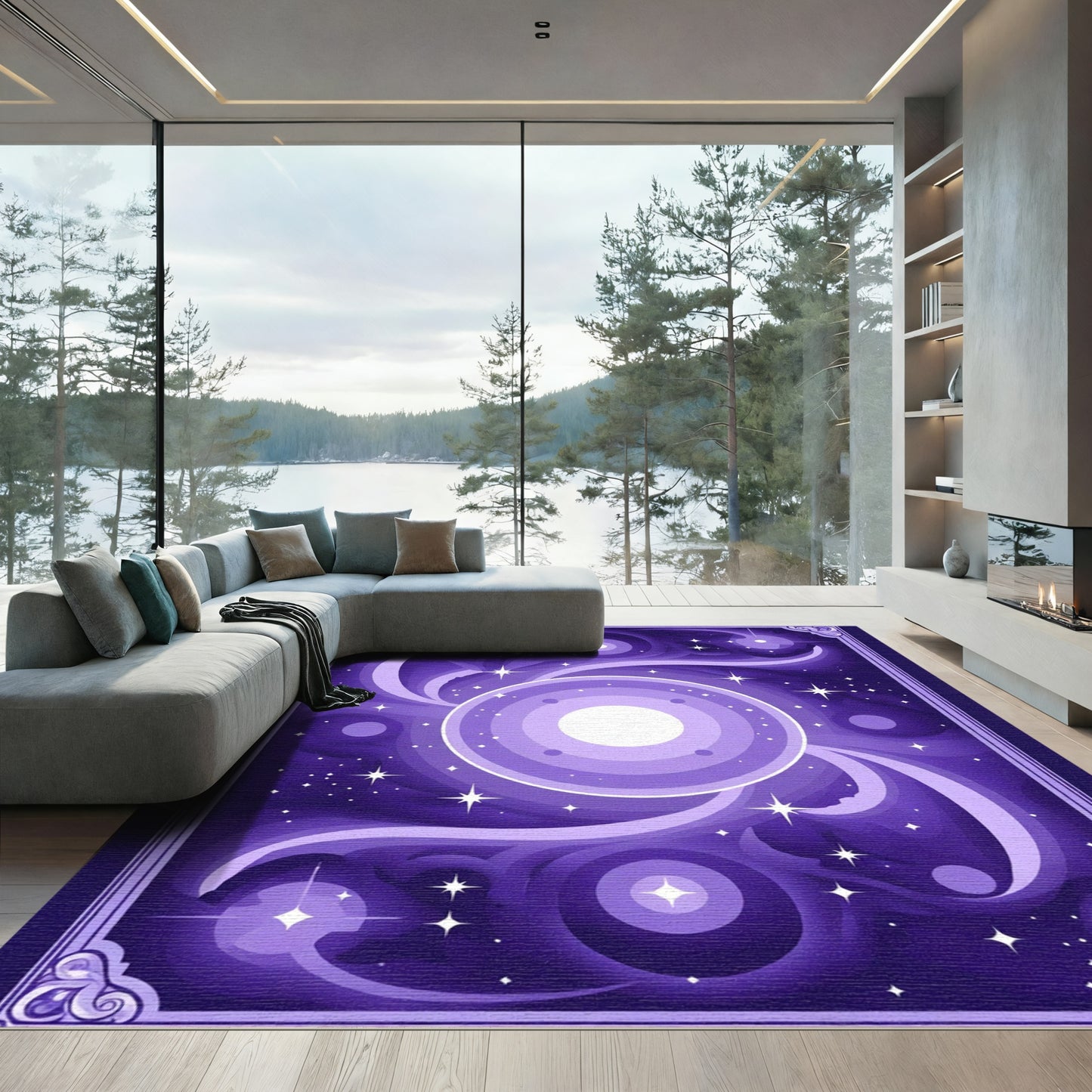 Vibrant Cosmic Swirl Celestial Rug