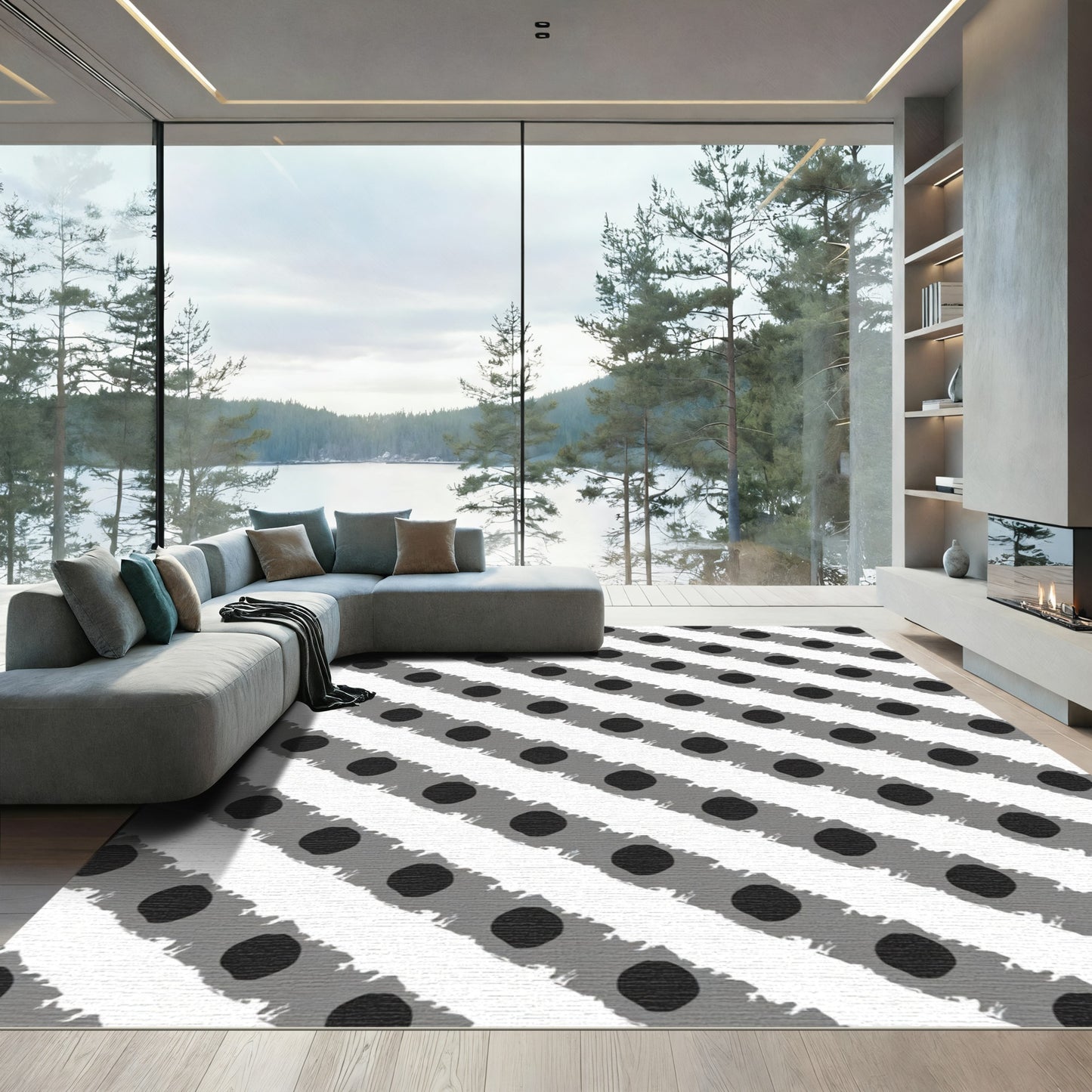 Monochrome Stripe Dot DashRug Rug