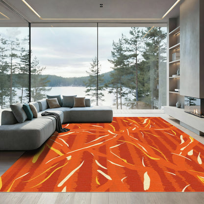 Warm Orange Abstract Stripe Rug
