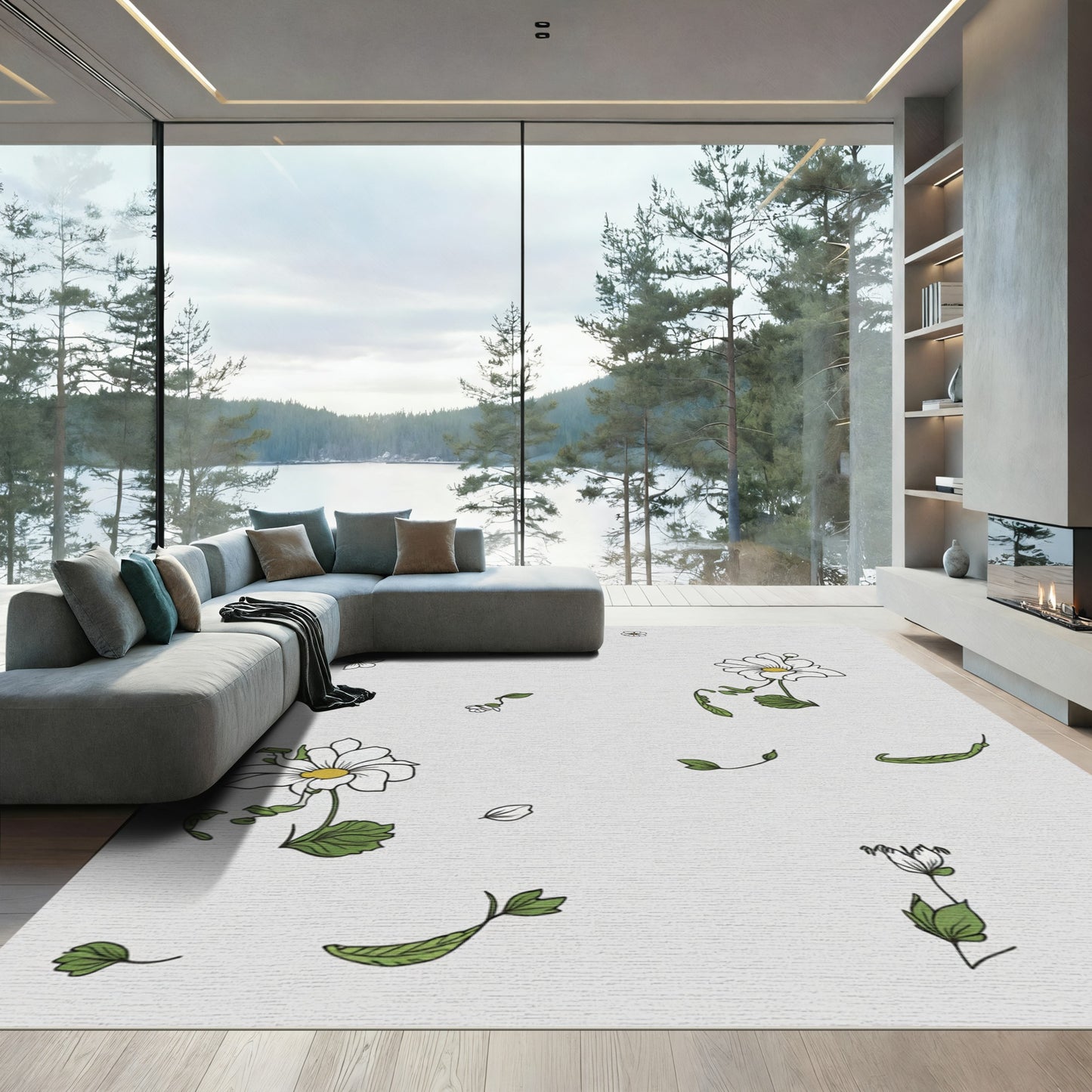White Daisy Garden Bloom Rug