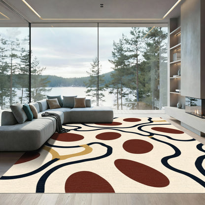 Organic Abstract Cream Brown Black Rug
