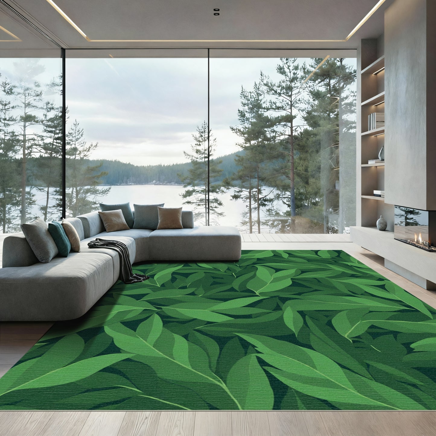 Shady Lush Green Canopy Leaves Rug
