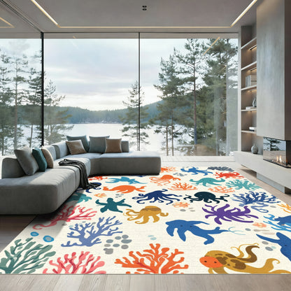 Oceanic Octopus Coral Gathering Rug