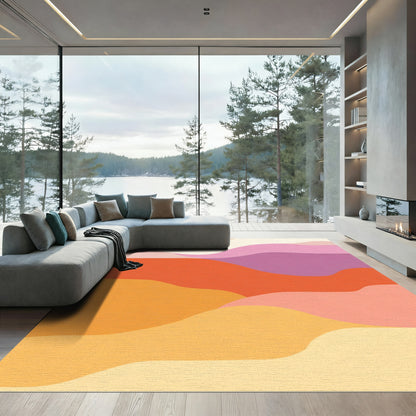 Warm Abstract Landscape Waves Rug