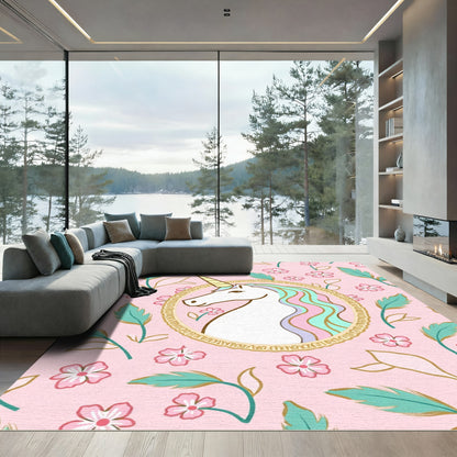 Pink Unicorn Floral Enchantment Rug