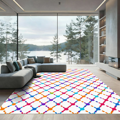 Colorful Dot Grid Overlay Rug