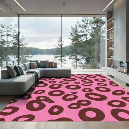 Pink Brown Spotted Animal Print Rug