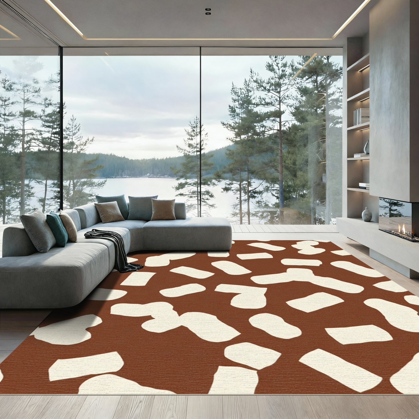 Brown Ivory Organic Blotch Rug