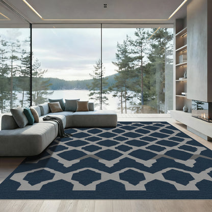 Charcoal Gray Lattice Diamond Repeats Rug