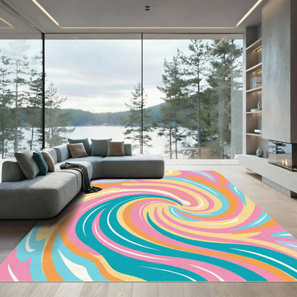 Retro Swirl Pastel Wave Rug