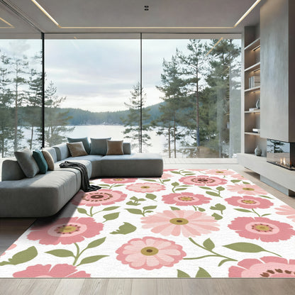 Vintage Blush Pink Floral Garland Rug