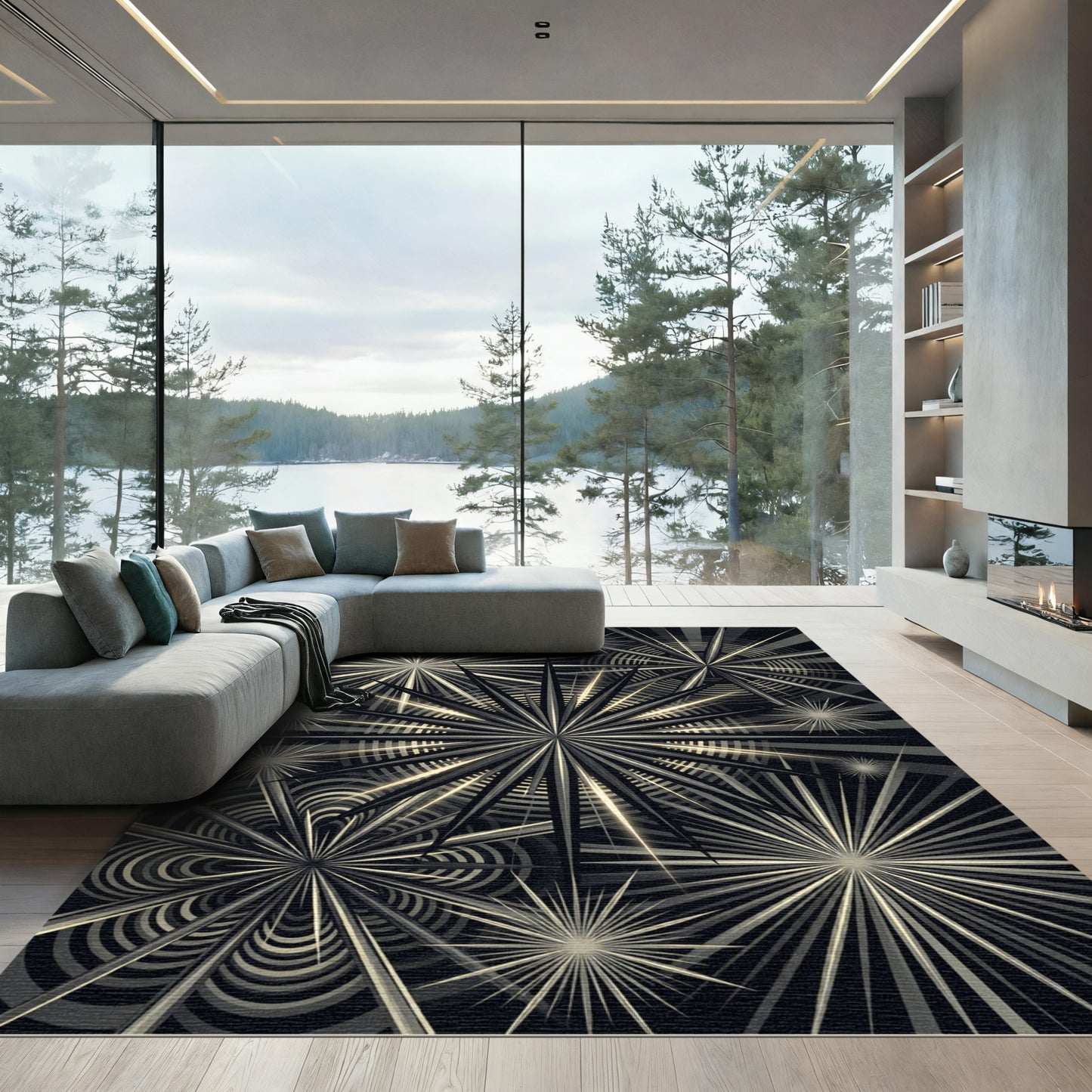 Starburst Explosion Radiating Spikes Rug