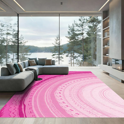 Radiant Pink Mandala Concentric Circles Rug