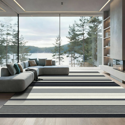 Chic Gray Horizontal Stripe Rug