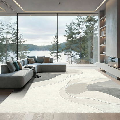 Gray Fluid Organic Waves Rug
