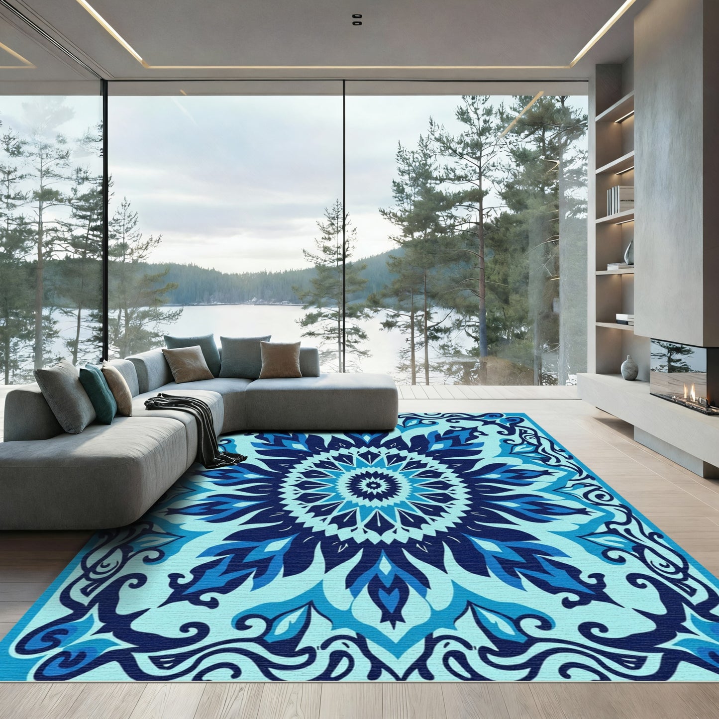Oceanic Tile Floral Medallion Rug