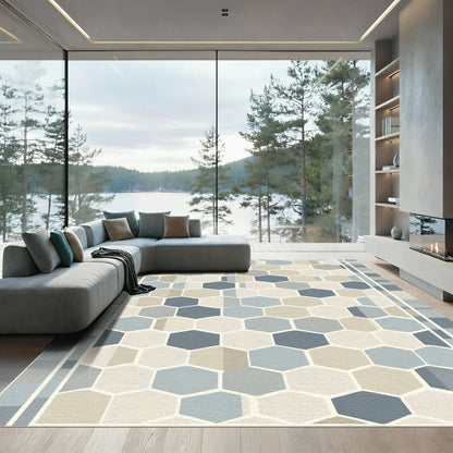 Geometric Hexagon Honeycomb Pastel Rug