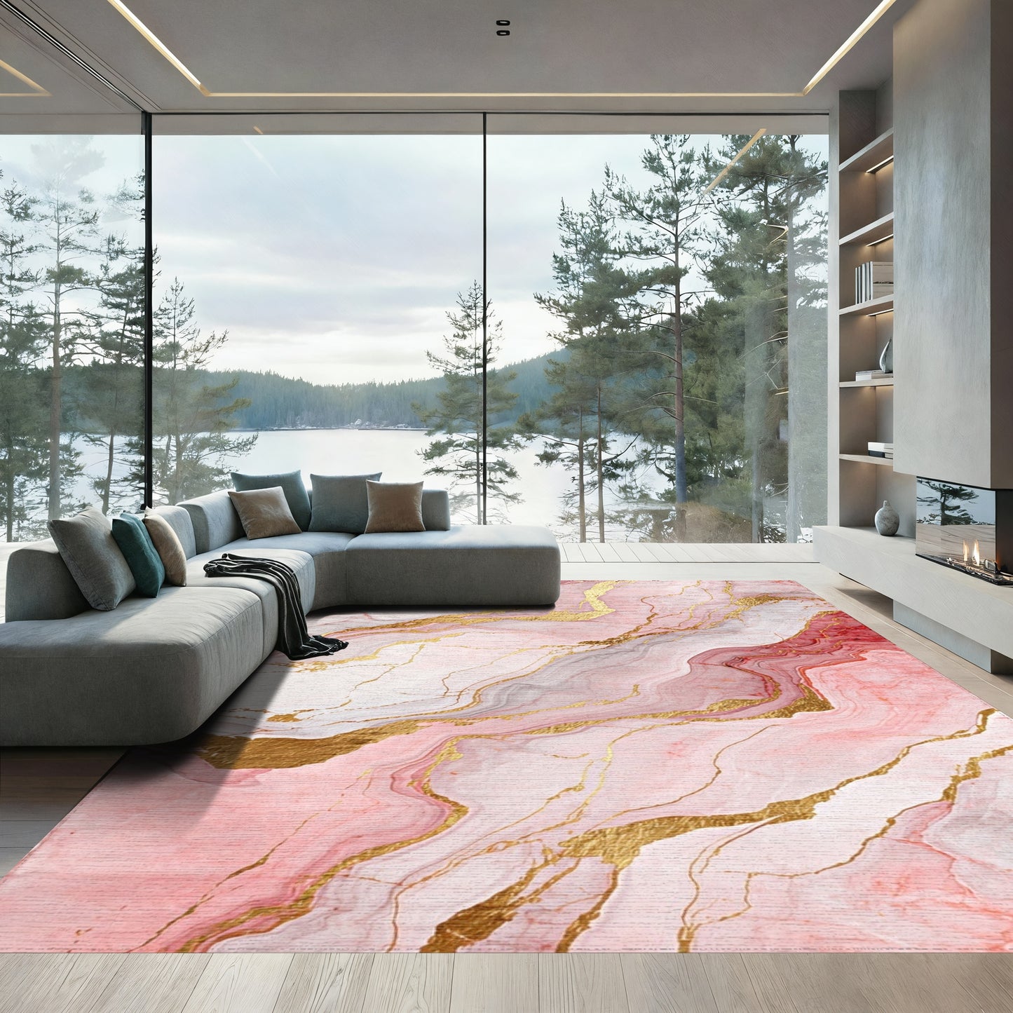 Rose Gold Marble Vein Rug