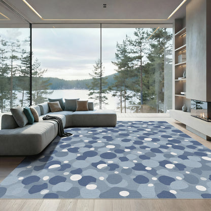 Ocean Blue Speckled Pebble Collage Rug