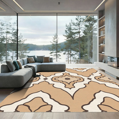 Terracotta Tan Arabesque Mandala Rug