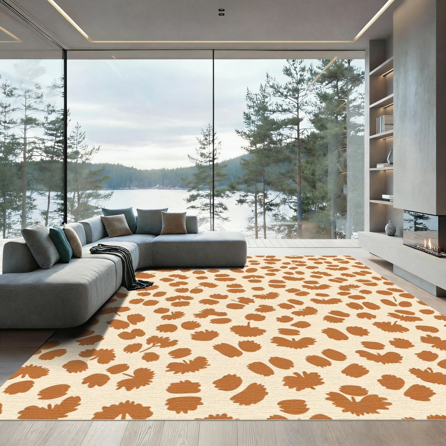 Warm Tan Seed Scatter Rug