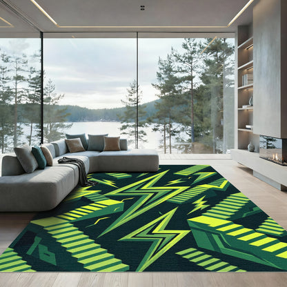 Electric Green Stairway Lightning Rug