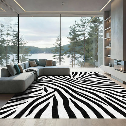 Stripe Contrast Wild Animal Skin Rug