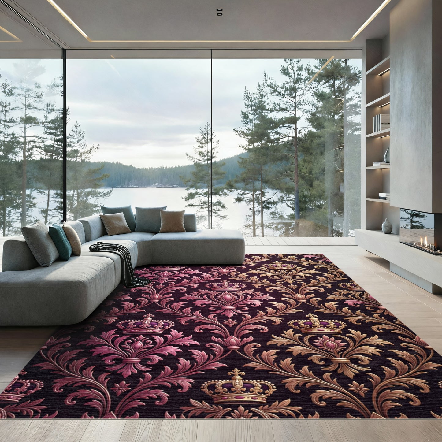 Regal Crown Orchid Baroque Rug