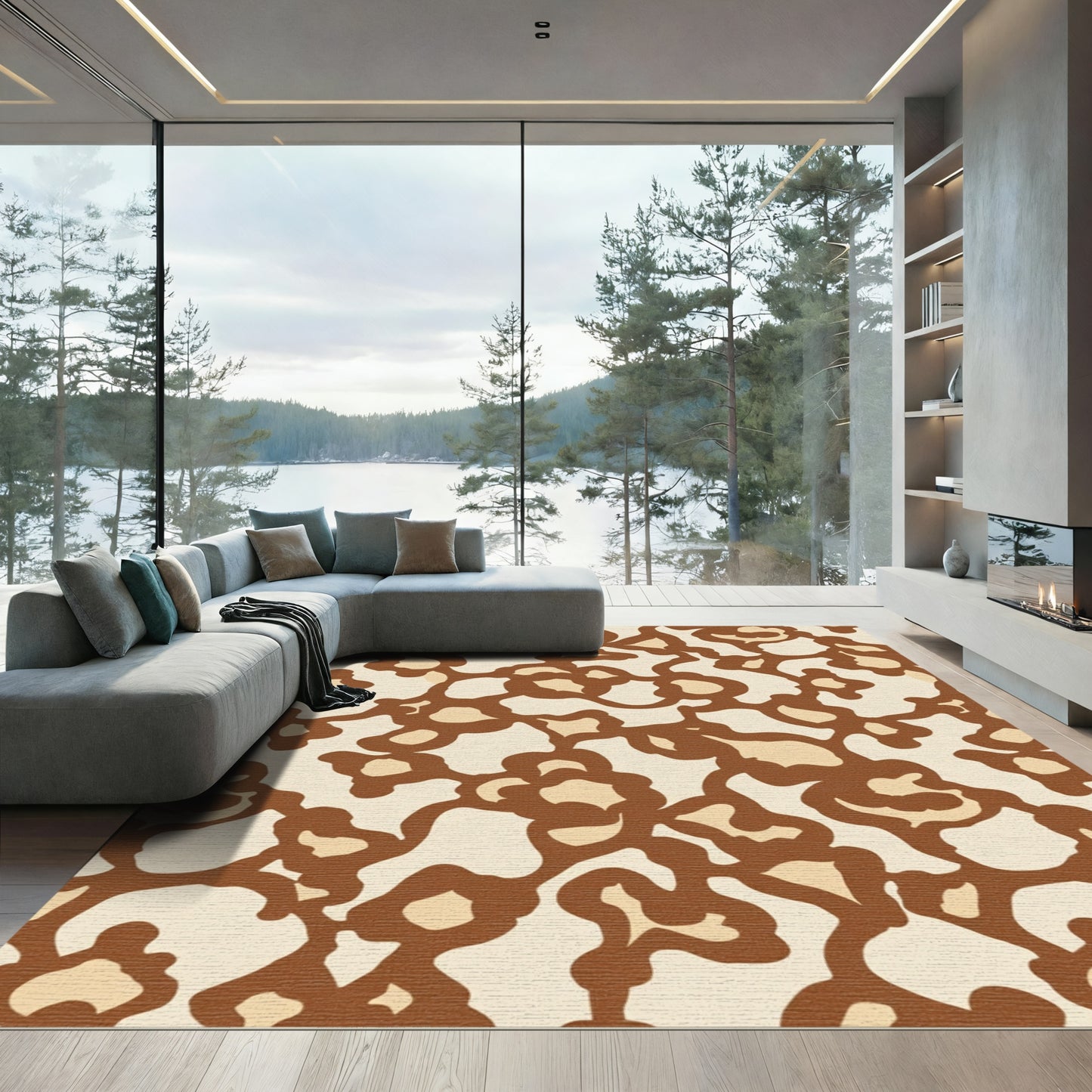 Organic Ochre and Brown Flow Rug