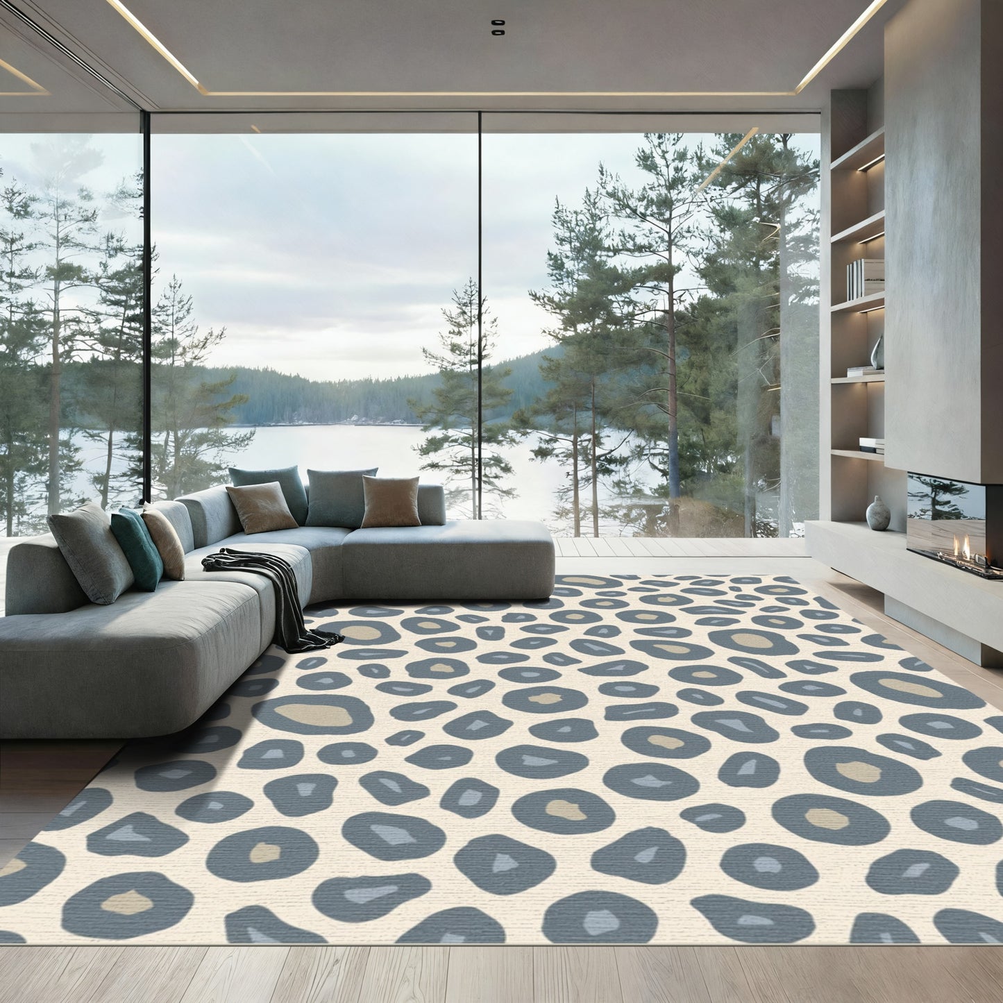 Gray Leopard Spot Accents Rug
