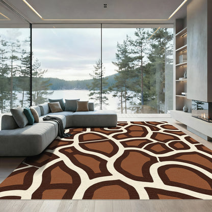 Brown Cream Animal Spot Texture Rug