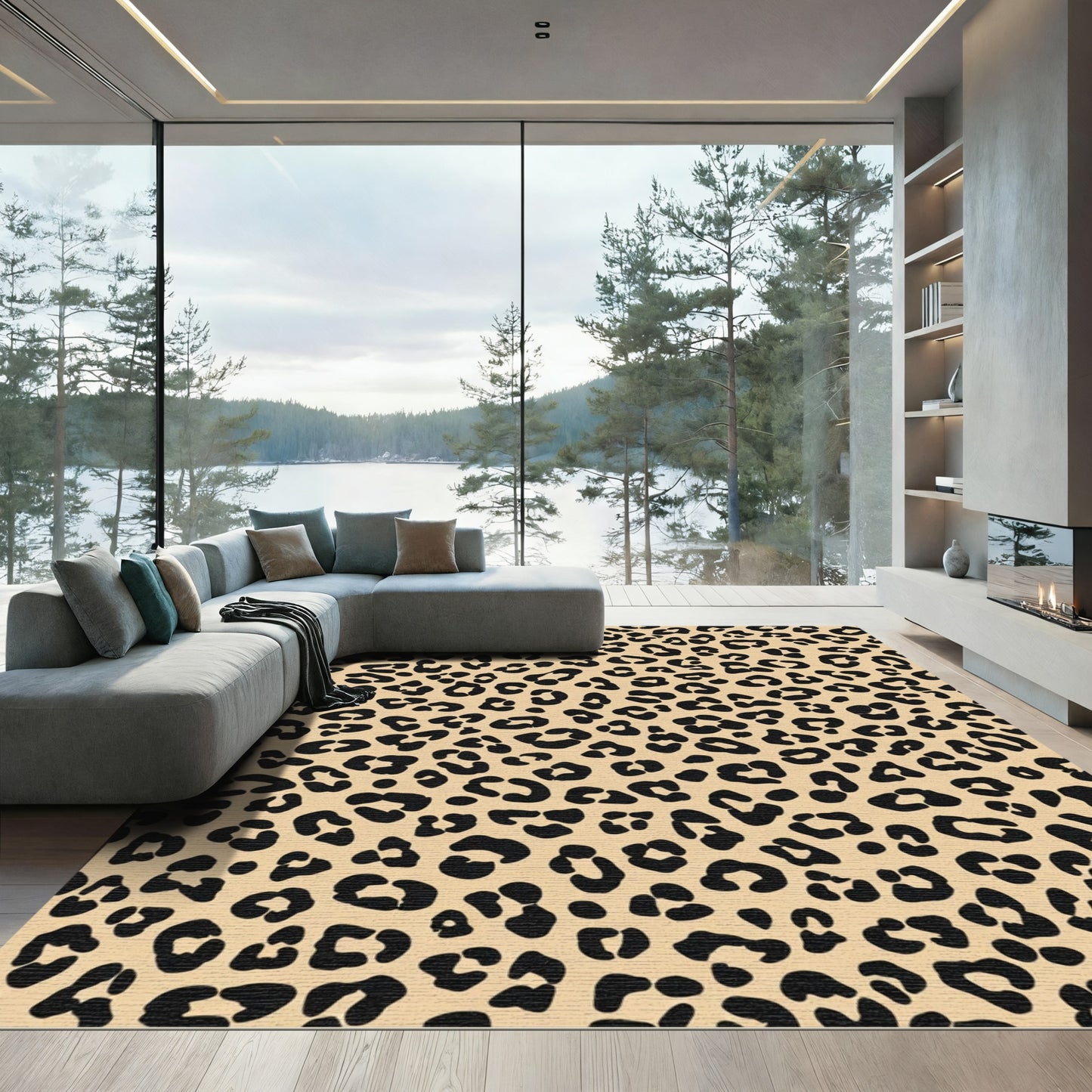 Classic Black Leopard Spots Rug