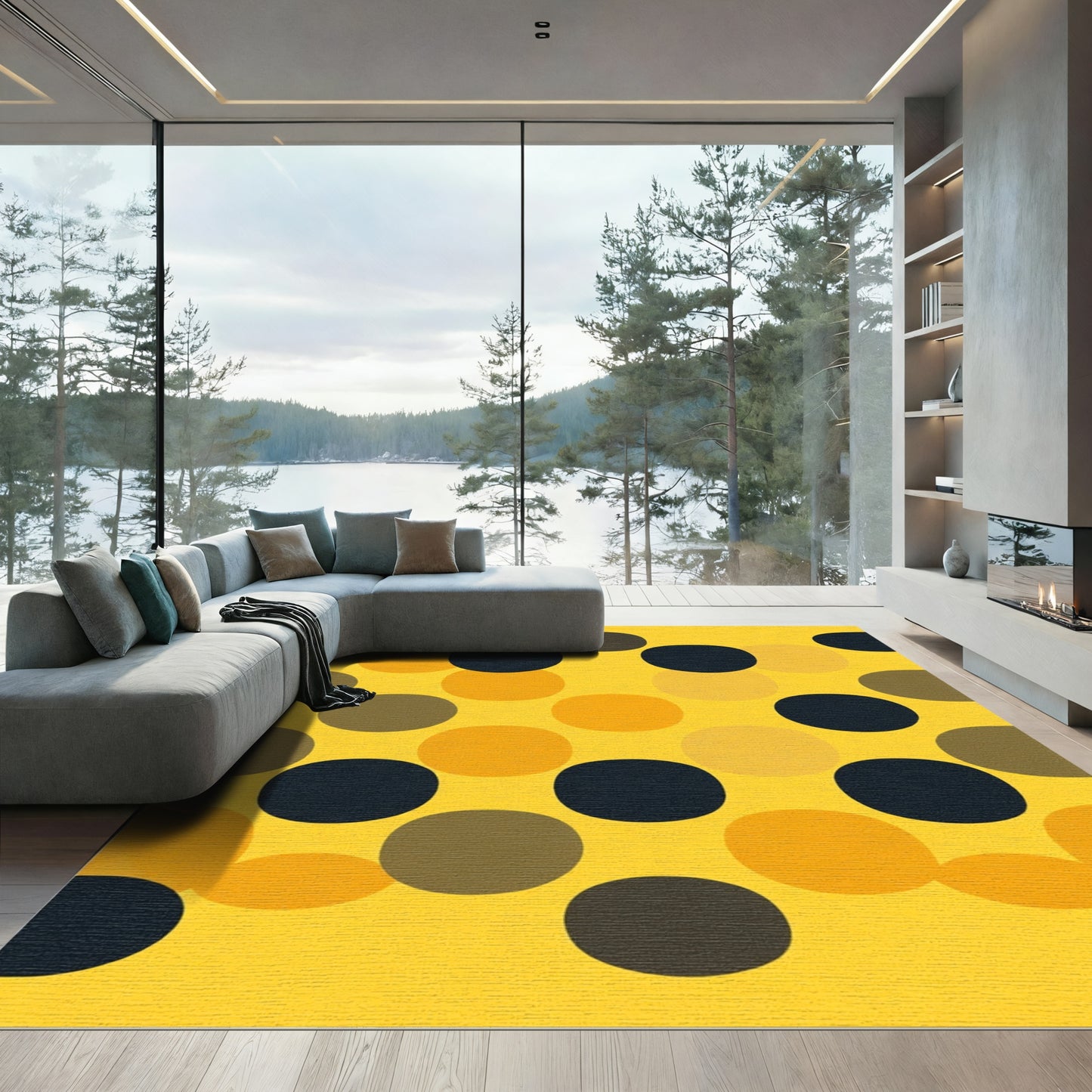 Yellow Polka Dot Circles Rug