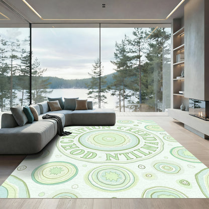 Celadon Concentric Circles Abstract Rug