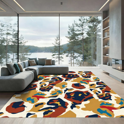 Abstract Camouflage Spots Organic Terra Cotta Rug