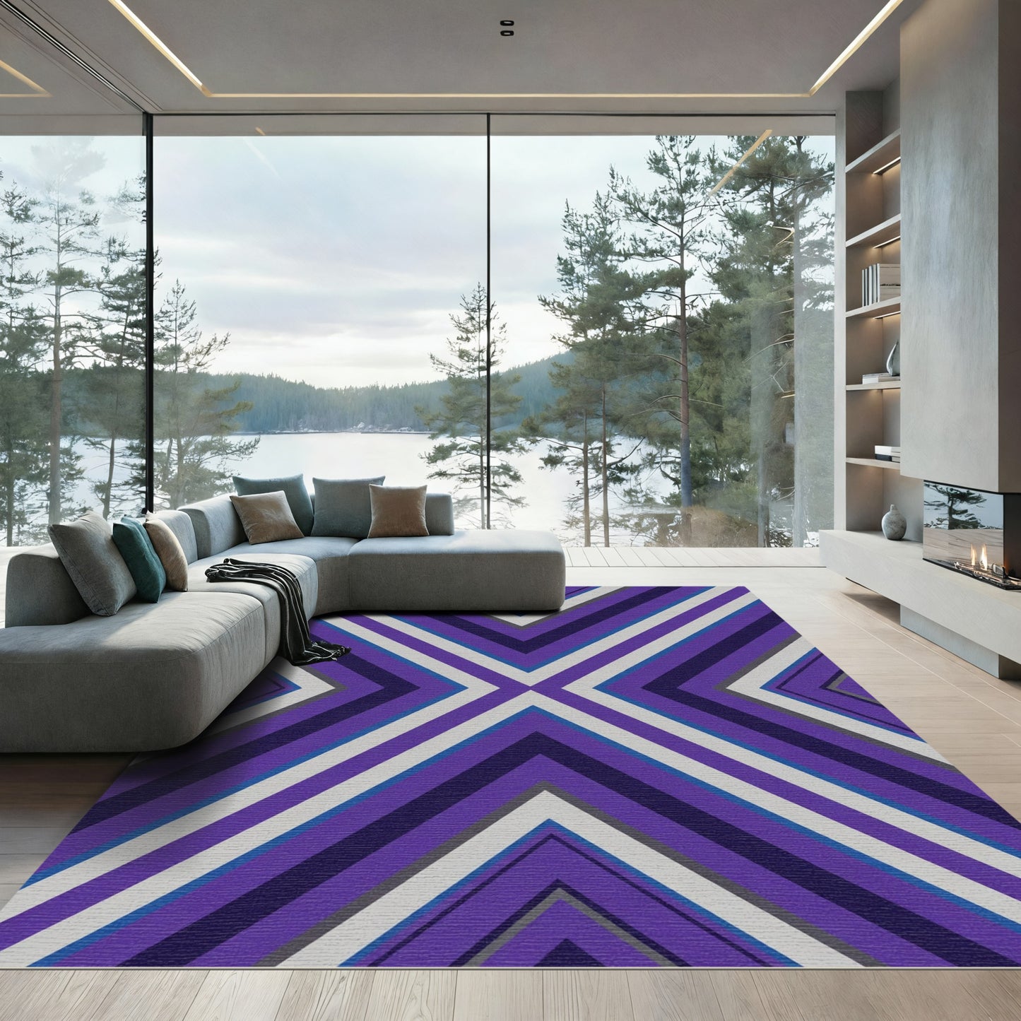 Bold Violet Angled Chevron Rug