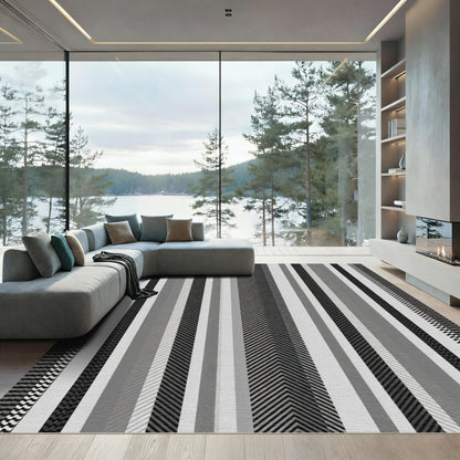 Monochromatic Vertical Stripe Texture Rug