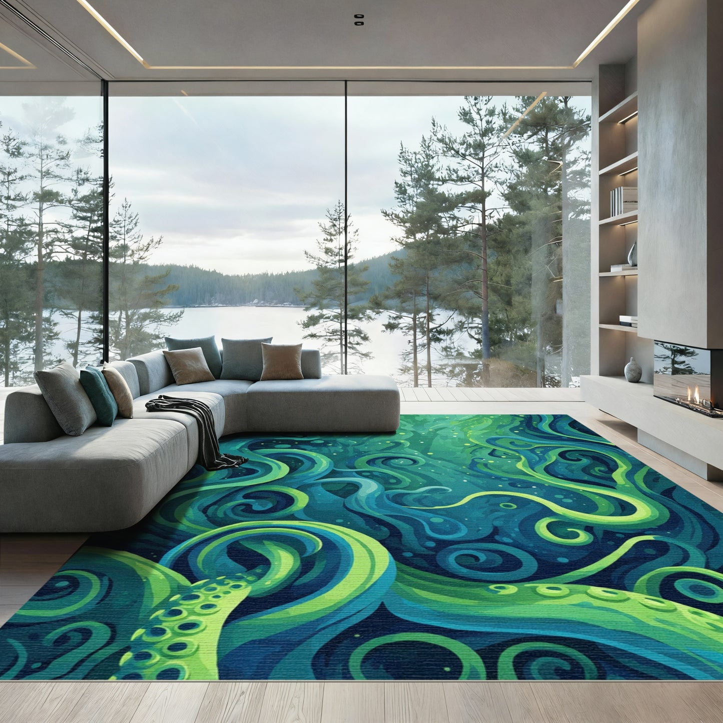 Deep Sea Swirls Organic Tentacle Rug
