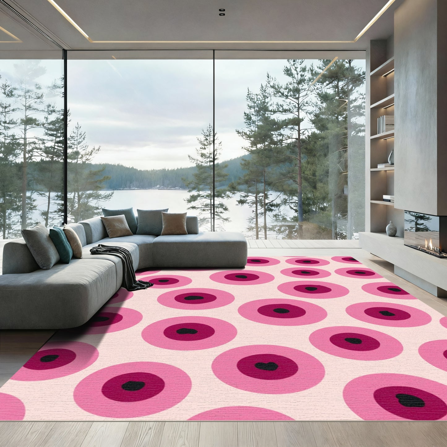 Pink Cherry Blossom Dot Rug