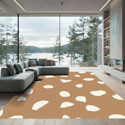 Terracotta White Abstract Pebble Rug