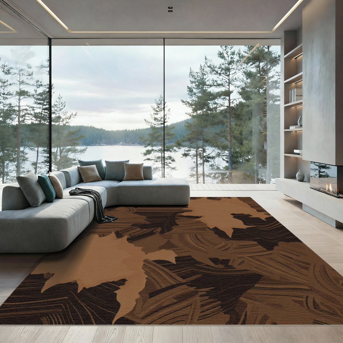 Earthy Tones Abstract Brushstroke Medley Rug