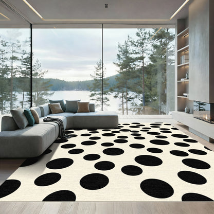 Cream Black Dot Scatter Rug