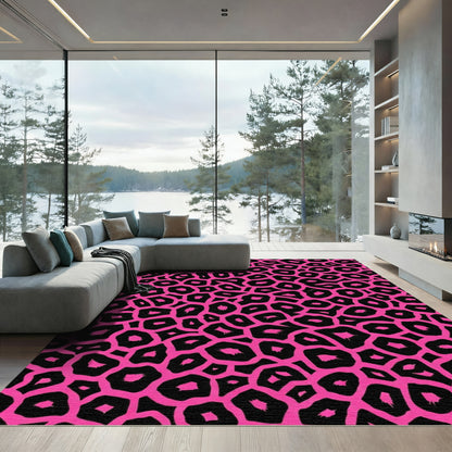 Hot Pink Black Giraffe Spots Rug