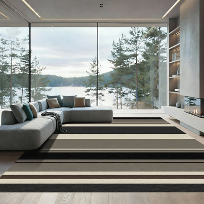 Neutral Toned Wide Stripe Rug