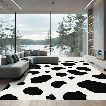 Bold Black and White Spills Rug