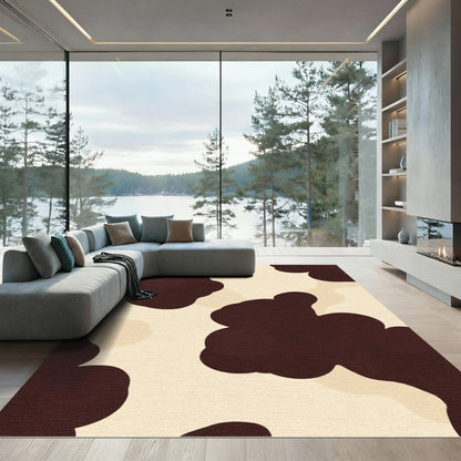 Brown Cream Abstract Splatter Rug
